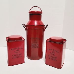 Dutch Metal Company Farmhouse Kitchen Decor Canisters Ancient Red Collection